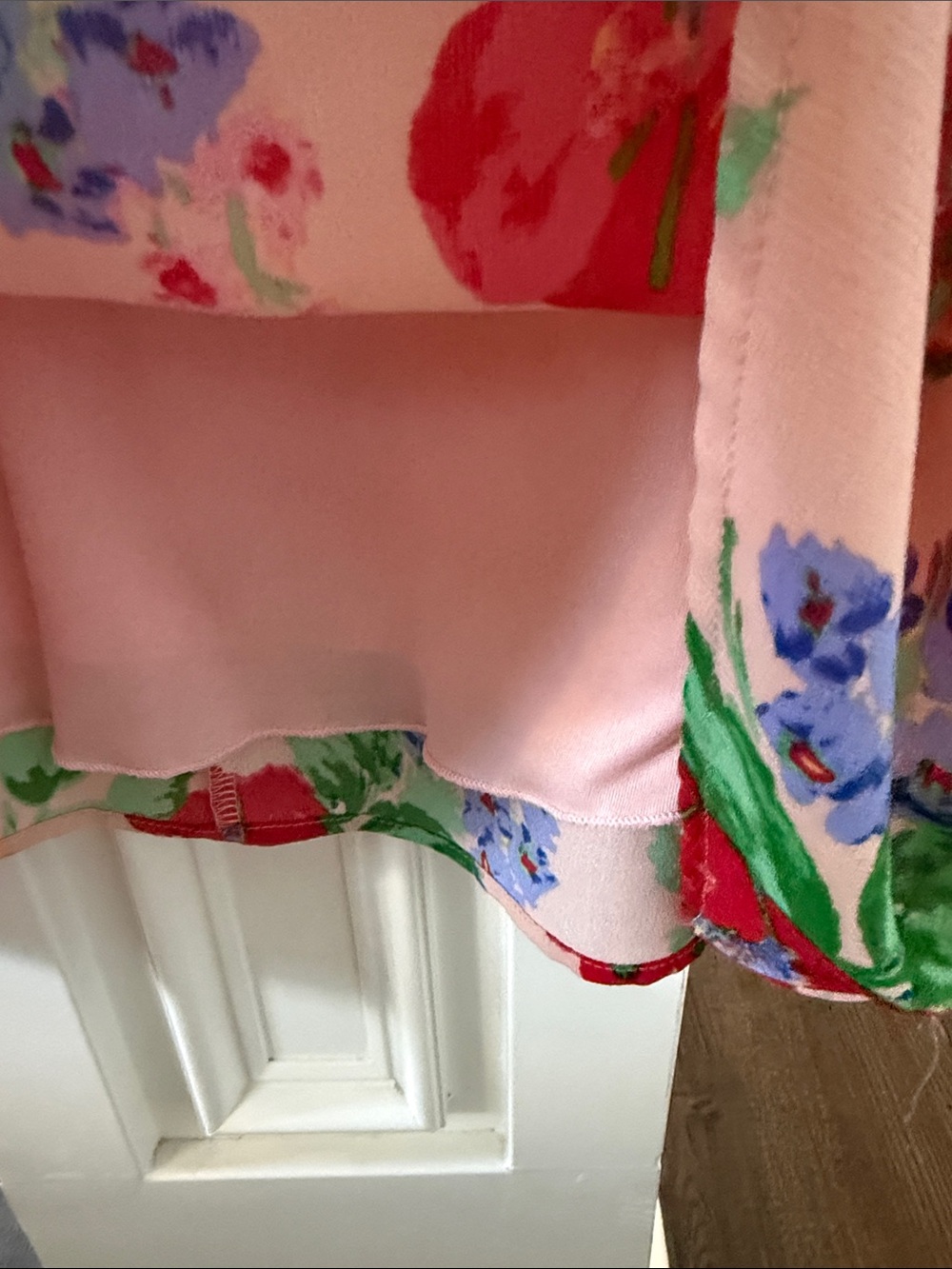 Everly Pink Floral Dress with Red, Yellow & Green Accents Small - Picture 3 of 8